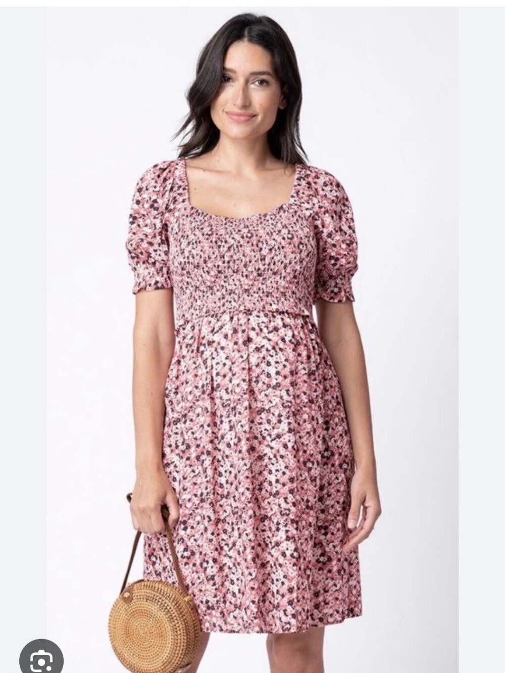 Seraphine Maternity Nursing Dress Pink Floral Size 4 Party Event Romantic - Picture 2 of 9